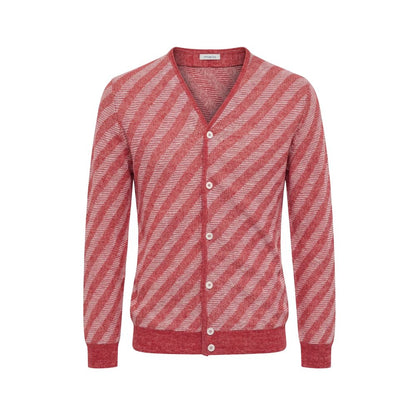 Malo Red Linen Men Cardigan