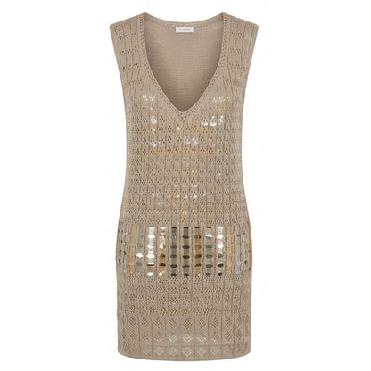 Malo Beige Cotton Women Dress