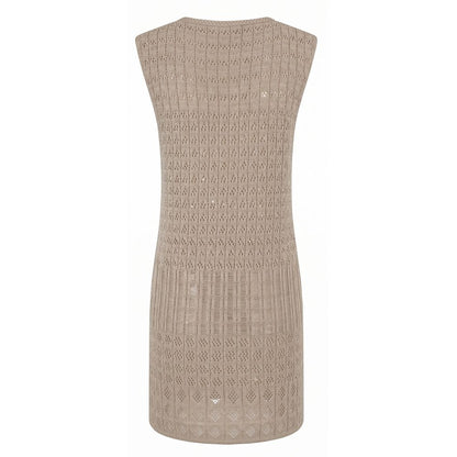 Malo Beige Cotton Women Dress