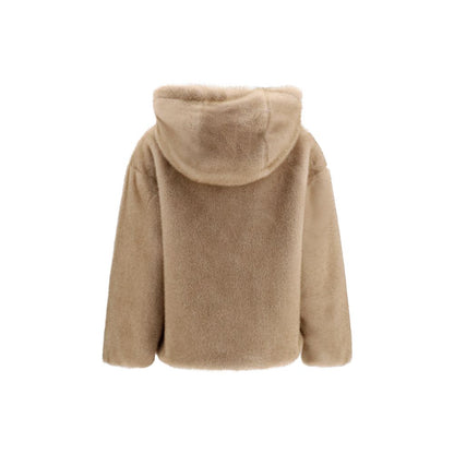 Hooded Overcoat by Herno for women in polyester satin & fur beige & print features an satoral silhouette, showcasing a sophisticated hooded neckline and satoral pockets & hooded for a premium, timeless look.