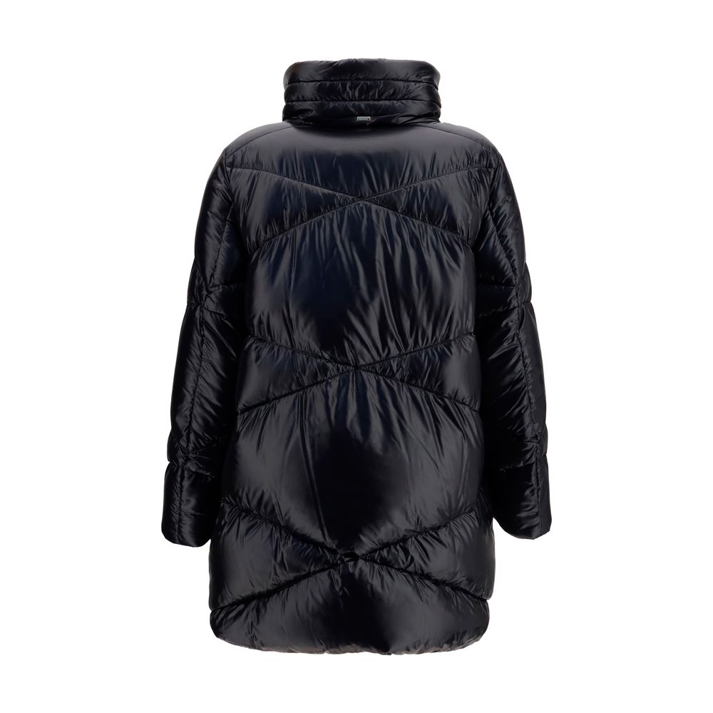 Puffer Jacket by Herno for women in polyamide & fur black features an contemporary silhouette, showcasing a sophisticated hooded high-collar neckline and contemporary lightweight, hooded & insulated for a truly refined look.