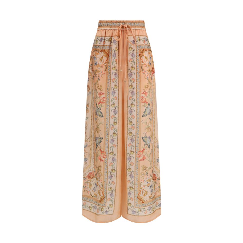 Casual Pants by Zimmermann for women in silk multicolor & print features a refined silhouette with a refined relaxed-fit, regular-fit & wide, defined by a mid rise and a refined long for a refined finish.