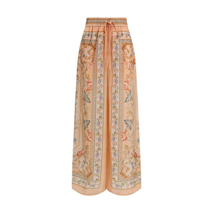 Casual Pants by Zimmermann for women in silk multicolor & print features a refined silhouette with a refined relaxed-fit, regular-fit & wide, defined by a mid rise and a refined long for a refined finish.