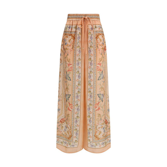 Casual Pants by Zimmermann for women in silk multicolor & print features a refined silhouette with a refined relaxed-fit, regular-fit & wide, defined by a mid rise and a refined long for a refined finish.