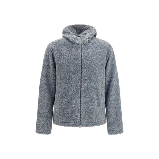 Hooded Overcoat by Herno for men in polyester gray showcases a architectural silhouette, artfully detailed with a distinctive hooded neckline and functional pockets & hooded for a architectural finish.