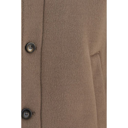Hooded Overcoat by Herno for men in polyester & viscose brown showcases a enveloping silhouette, detailed with distinctive pockets & hooded and a enveloping hooded neckline.