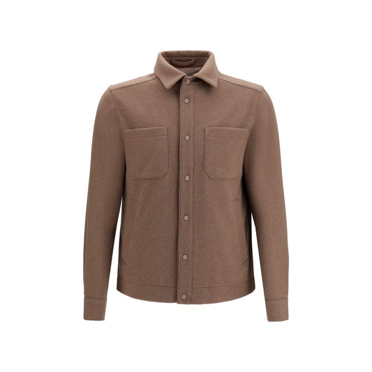 Jacket by Herno for men in viscose polyester & acetate brown showcases a contemporary silhouette, detailed with a contemporary and premium pockets for a sophisticated finish.
