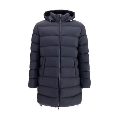 Overcoat by Herno for men in polyamide black presents a luxurious silhouette, showcasing a luxurious and sophisticated windproof, pockets & insulated for a premium, luxurious look.