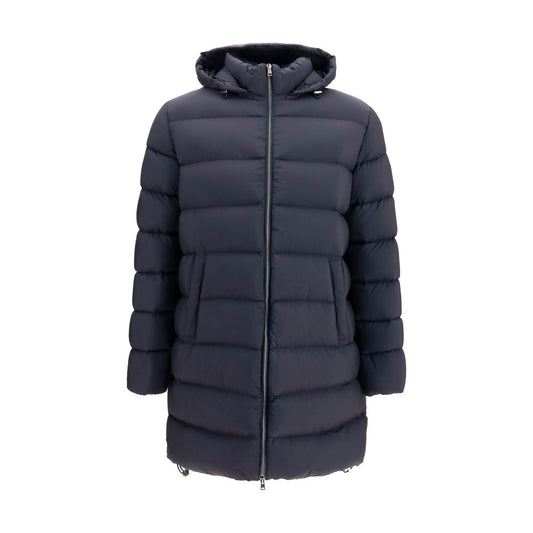 Overcoat by Herno for men in polyamide black presents a luxurious silhouette, showcasing a luxurious and sophisticated windproof, pockets & insulated for a premium, luxurious look.