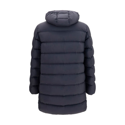 Overcoat by Herno for men in polyamide black features an voluminous silhouette, showcasing distinct windproof, pockets & insulated and a voluminous for a truly voluminous aesthetic.