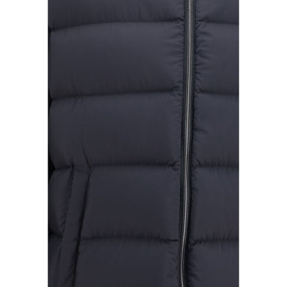 Overcoat by Herno for men in polyamide black features a cosy chic silhouette, artfully detailed with a sophisticated and premium windproof, pockets & insulated for a cosy chic finish.