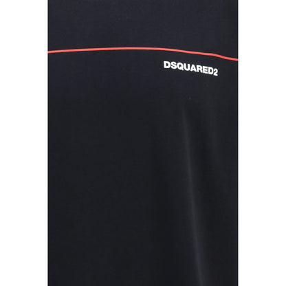 T-Shirt by Dsquared² for men in cotton black, signature & striped showcases a unassuming silhouette, artfully detailed with a refined crew neckline and unassuming for a sophisticated, contemporary look.