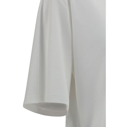 T-Shirt by Rohe for women in silk cotton & modal white showcases a dramatic silhouette, elegantly detailed with a dramatic and for a truly dramatic finish.