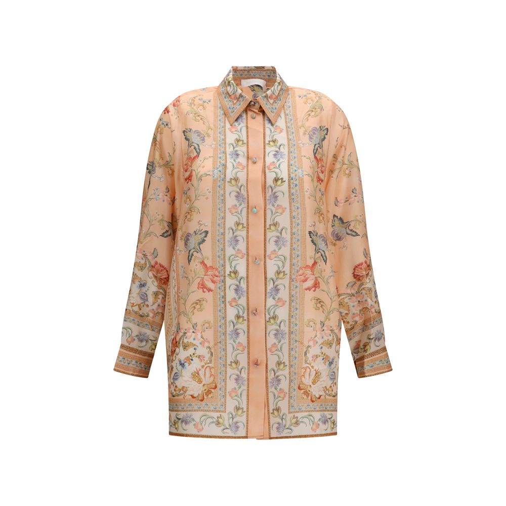 Shirt by Zimmermann for women in silk multicolor & patterned showcases a sharp silhouette, elegantly detailed with a sharp and sharp long-sleeve.