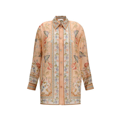 Shirt by Zimmermann for women in silk multicolor & patterned showcases a sharp silhouette, elegantly detailed with a sharp and sharp long-sleeve.
