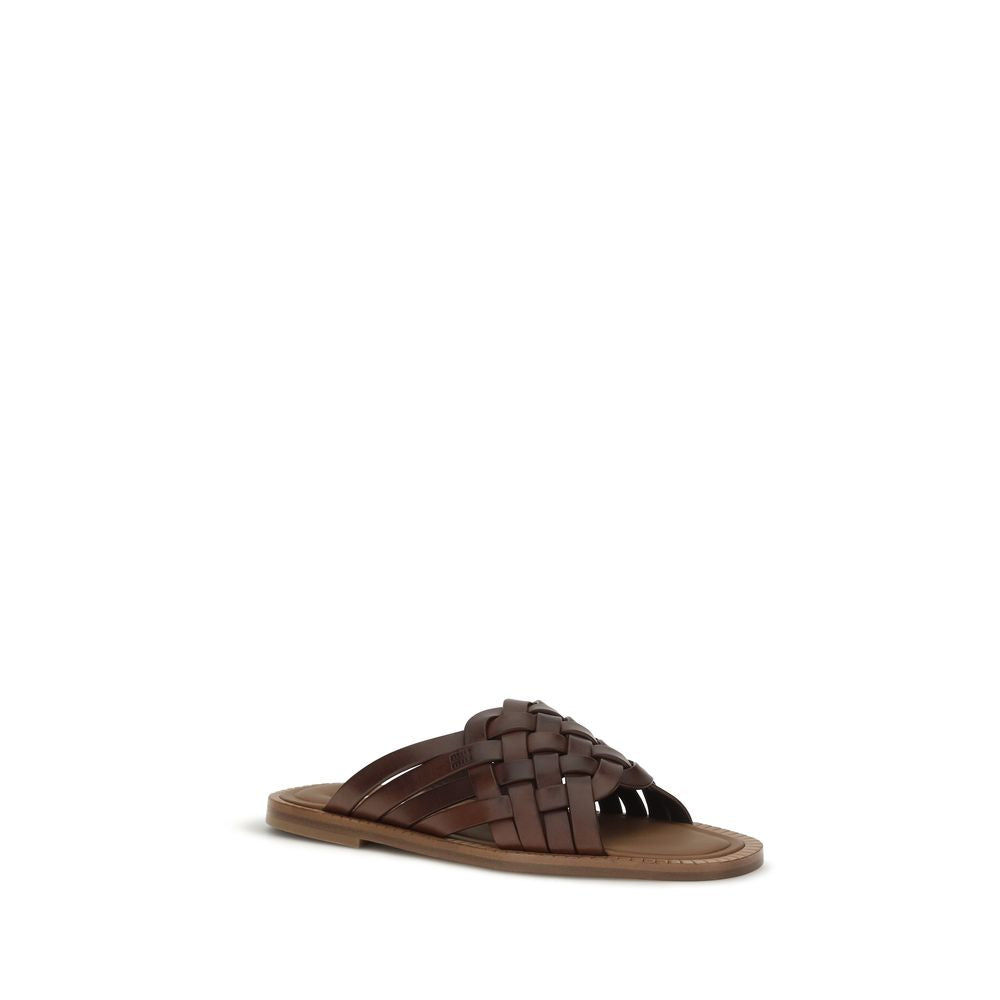 Flat Sandals by Miu Miu for women in bos taurus calf leather brown showcases a sculptural silhouette as Women's Bos Taurus Calf Leather Flat Sandals, defined by a sculptural flat and sculptural for a sculptural look.