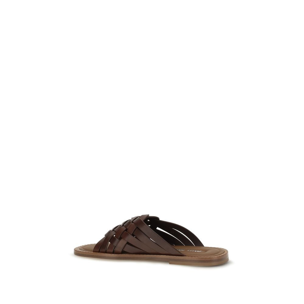 Flat Sandals by Miu Miu for women in bos taurus calf leather brown features an statuesque Women's Bos Taurus Calf Leather Flat Sandals silhouette with a refined flat and elegant .