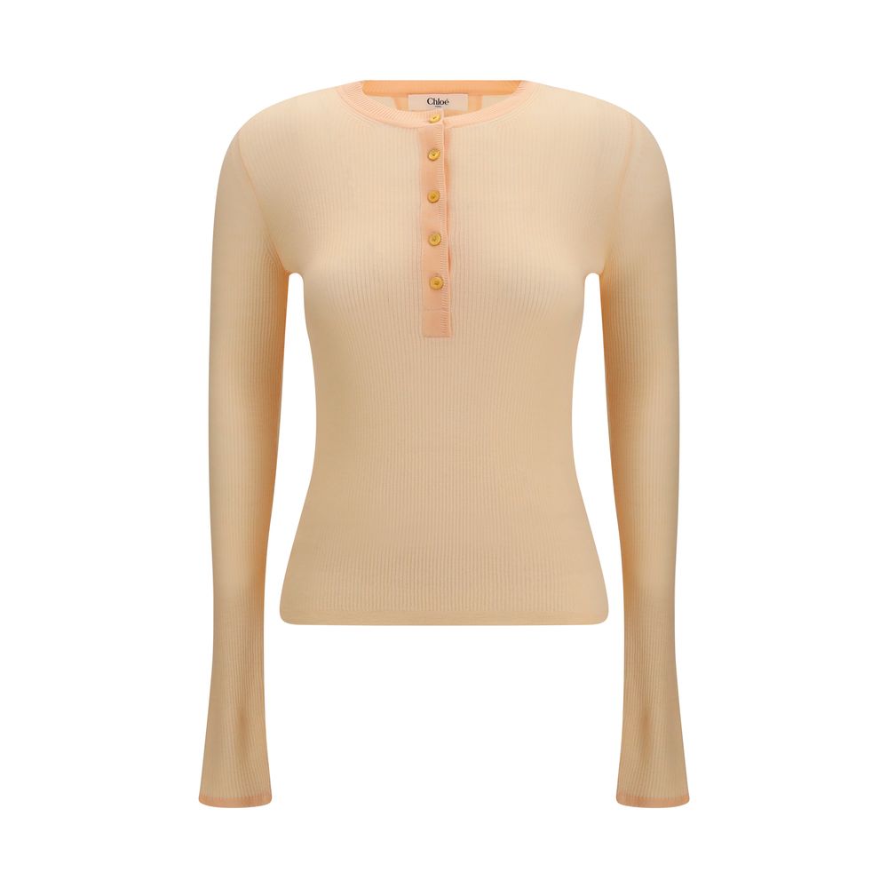 Sweatshirt by Chloé for women in wool orange features a unrivaled silhouette with a refined crew neckline and unrivaled detailing for a sophisticated look.