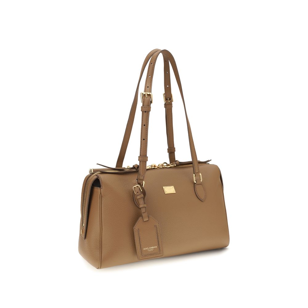 Shoulder Bag by Dolce & Gabbana for women in bos taurus calf leather beige & gold features an effortlessly chic silhouette with a secure zipper, ample , and versatile shoulder-strap, adjustable-strap & handle for effortlessly chic everyday luxury.