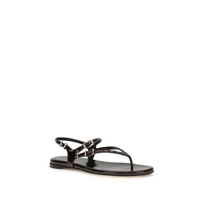 Flat Sandals by Chloé for women in bos taurus calf & lambskin leather black, silver & signature features an exquisite silhouette, showcasing the exquisite Women's Bos Taurus Calf & Lambskin Leather Flat Sandals with a flat and .