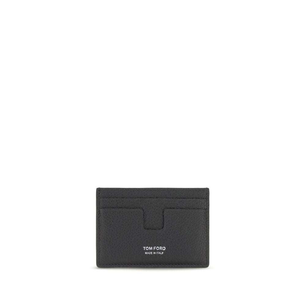 Cardholder Wallet by Tom Ford for men in bos taurus calf nubuck & pebbled leather black presents a refined silhouette, artfully capturing the essence of the Bos Taurus Calf Nubuck & Pebbled Leather Cardholder Wallet design with sophisticated card-organization bifold for a refined look.