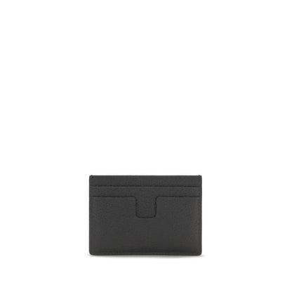 Cardholder Wallet by Tom Ford for men in bos taurus calf nubuck & pebbled leather black showcases a discerning silhouette, artfully capturing the essence of Bos Taurus Calf Nubuck & Pebbled Leather Cardholder Wallet with its functional card-organization bifold.