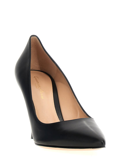 High-Heel Stiletto Pumps Heels by Gianvito Rossi for women in calfskin leather black features a effortless chic silhouette, showcasing the Women's Calfskin Leather High-Heel Stiletto Pumps Heels design with a effortless chic stiletto high-heel and for a effortless chic finish.