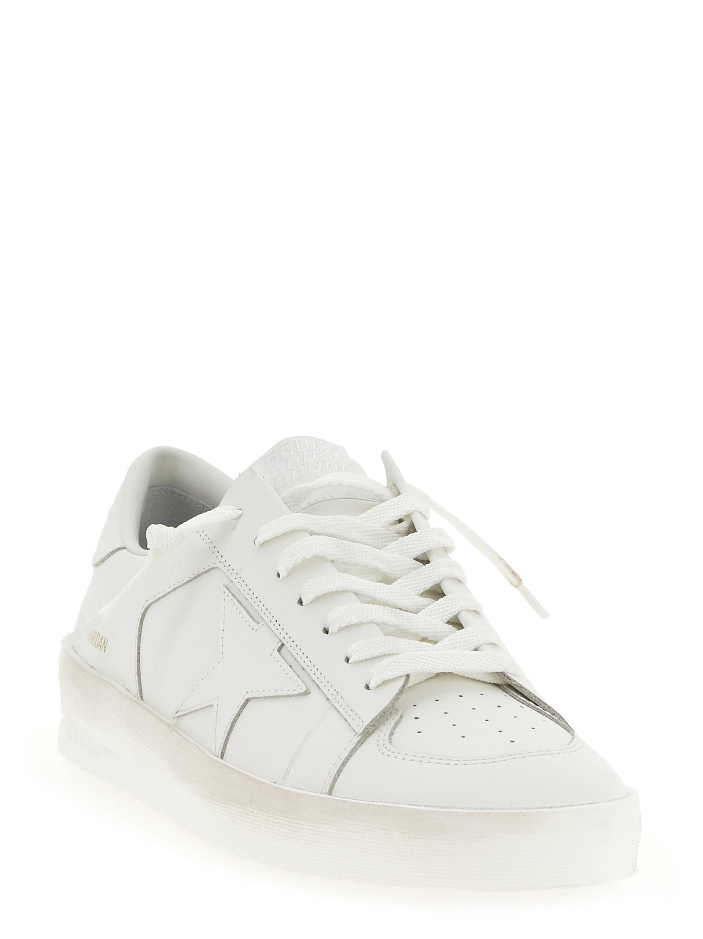 Sneakers by Golden Goose for men in cowhide leather gold, white & print features a chic design, perfectly showcasing the chic low-top style of this Men's Low Top Cowhide Leather Sneakers.