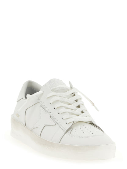 Sneakers by Golden Goose for men in cowhide leather gold, white & print features a chic design, perfectly showcasing the chic low-top style of this Men's Low Top Cowhide Leather Sneakers.