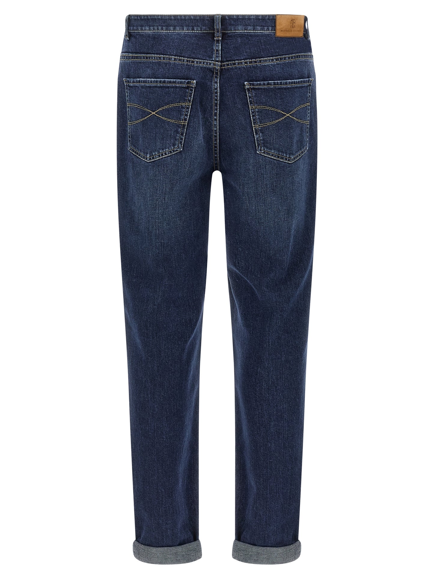 Jeans by Brunello Cucinelli for men in stretch denim cotton blue features a refined silhouette with a refined straight-leg, defined by a and a refined long for a refined finish.