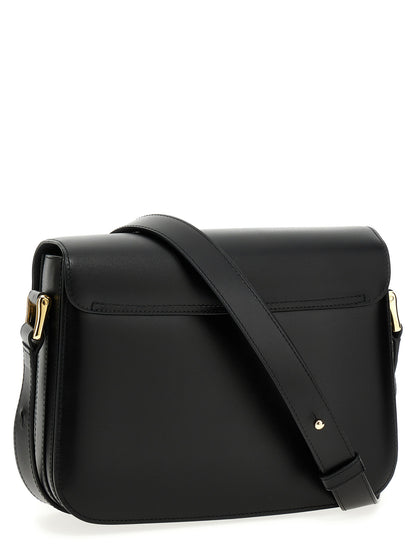 Large Crossbody Flap Handbag by A.P.C. for women in cowhide leather black & gold showcases a versatile sophistication silhouette, featuring a secure flap & clasp, versatile sophistication , and versatile crossbody-strap, shoulder-strap & adjustable-strap for a versatile sophistication finish.