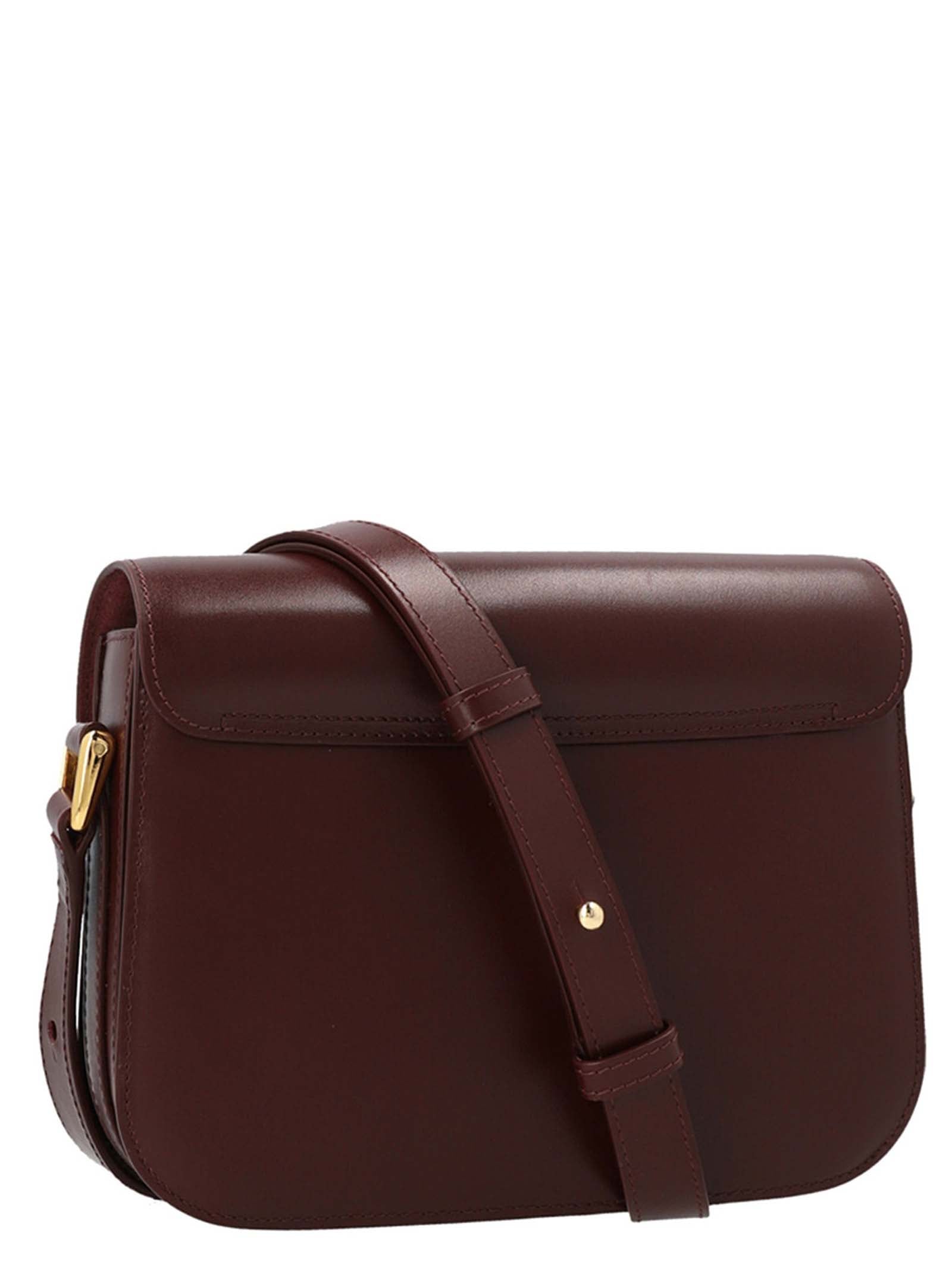 Small 2-in-1 Shoulder & Crossbody Handbag by A.P.C. for women in cowhide leather bordeaux features an multi-faceted design with a secure snap, ample , and versatile crossbody-strap, shoulder-strap & adjustable-strap for a multi-faceted finish.