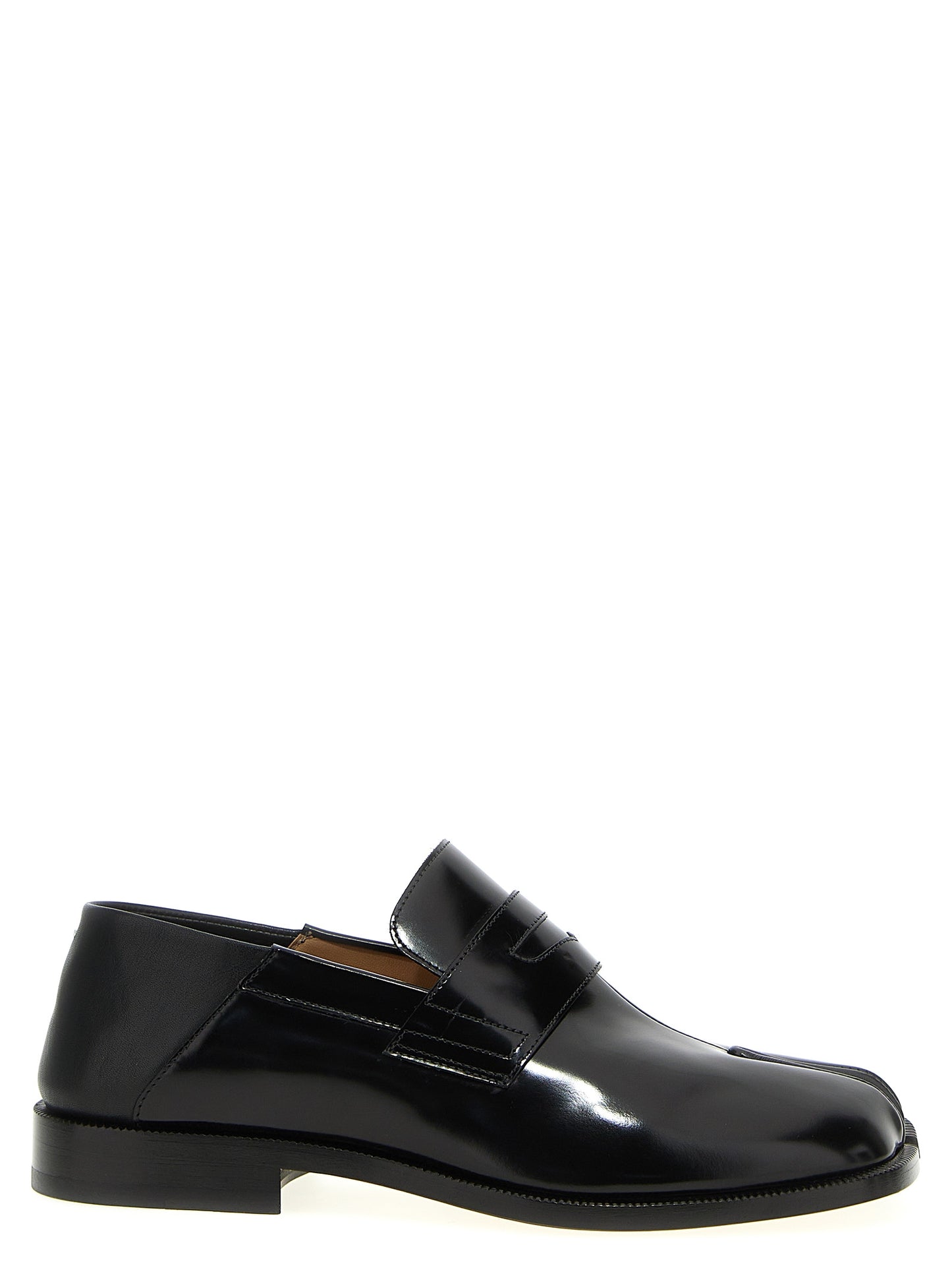 Loafer Slip-On Shoes by Maison Margiela for men in calfskin leather black & signature features an ergonomic silhouette, perfectly showcasing Men's Calfskin Leather Loafer Slip-On Shoes with its distinct and elegant .