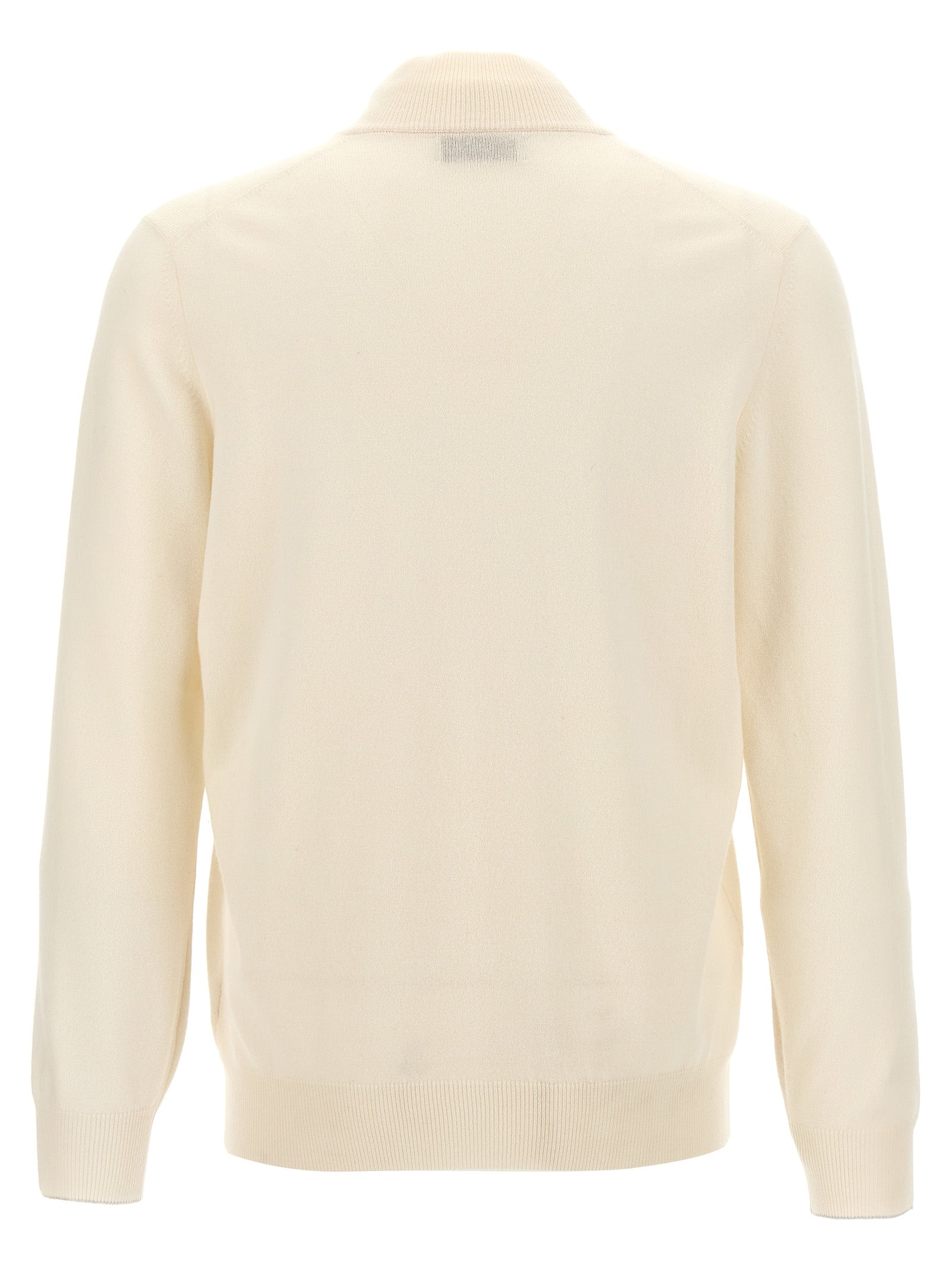 Cardigan by Brunello Cucinelli for men in cashmere white showcases a captivating silhouette, artfully detailed with a captivating and high-neck neckline for a truly sophisticated captivating look.
