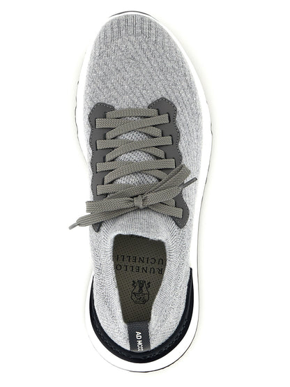 Athletic Sneakers by Brunello Cucinelli for men in cotton & calfskin gray features an timeless silhouette from the Men's Slip On Cotton & Calfskin Athletic Sneakers collection, showcasing a timeless slip-on style for a timeless look.