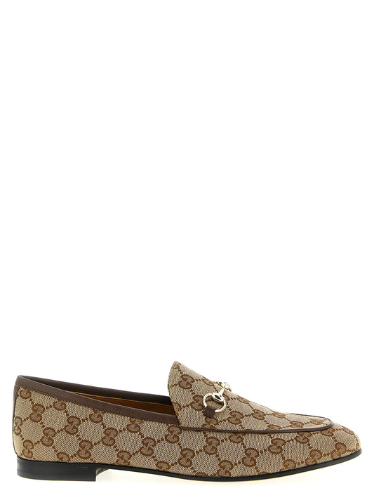 Gucci Gg Women's Polyamide Polyester Leather & Cotton Flat Loafer Slip-On Shoes - Beige Signature