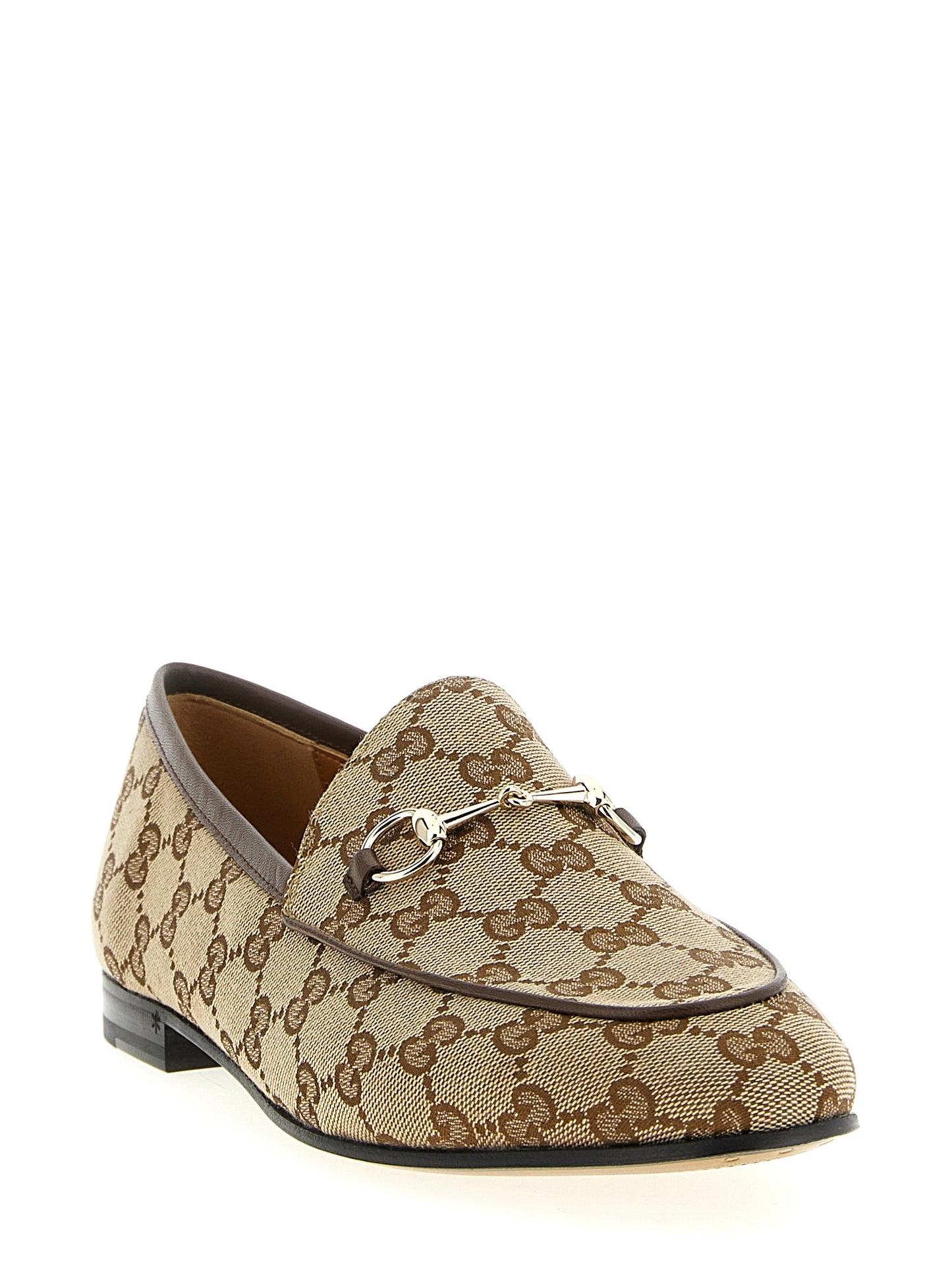 Gucci Gg Women's Polyamide Polyester Leather & Cotton Flat Loafer Slip-On Shoes - Beige Signature