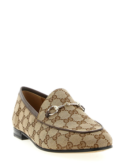 Gucci Gg Women's Polyamide Polyester Leather & Cotton Flat Loafer Slip-On Shoes - Beige Signature