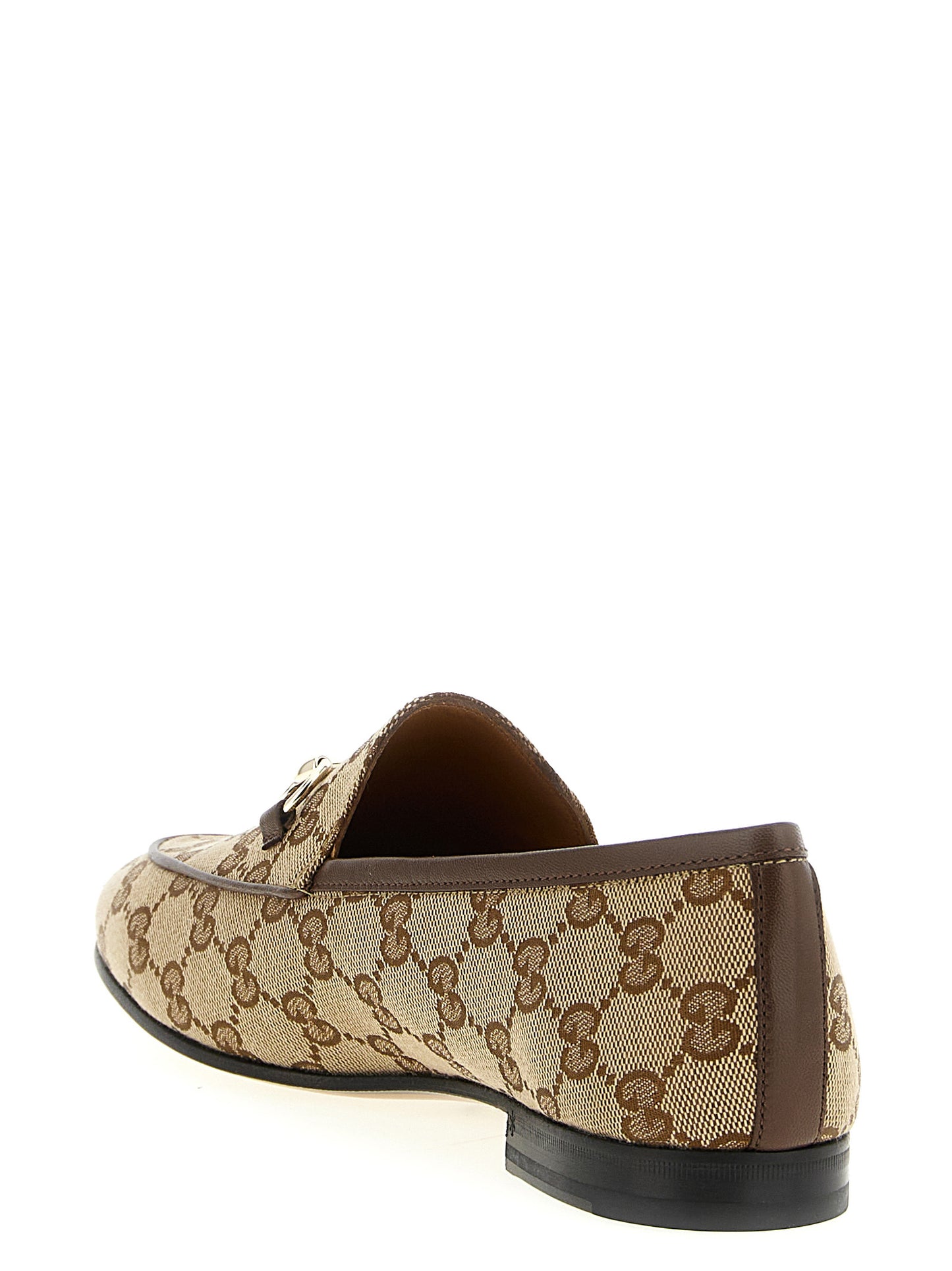 Gucci Gg Women's Polyamide Polyester Leather & Cotton Flat Loafer Slip-On Shoes - Beige Signature
