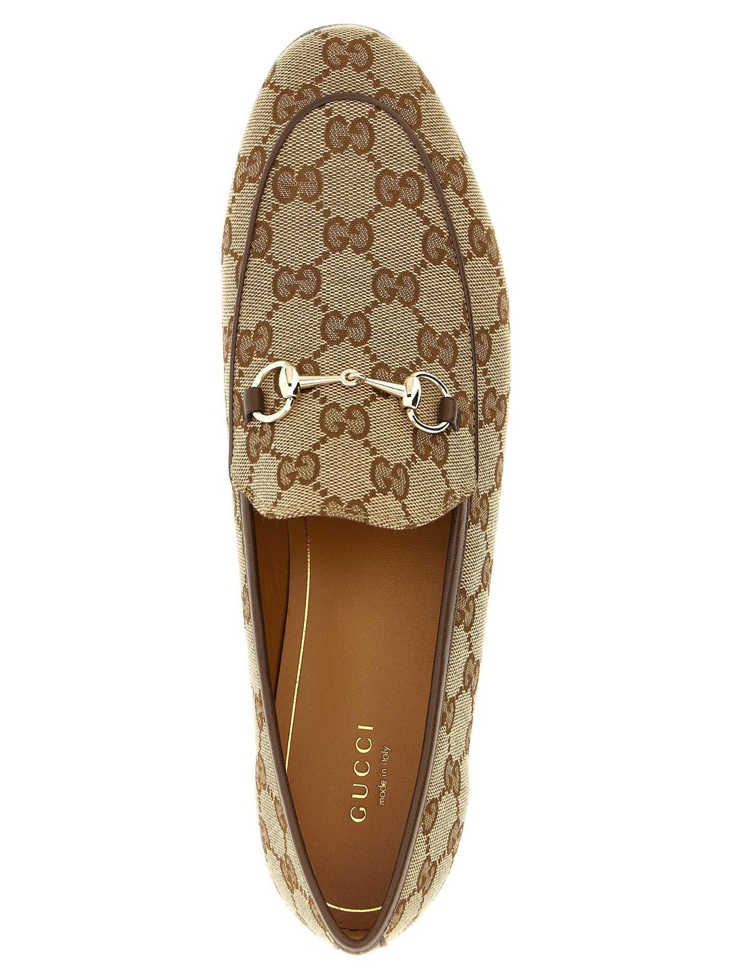 Gucci Gg Women's Polyamide Polyester Leather & Cotton Flat Loafer Slip-On Shoes - Beige Signature