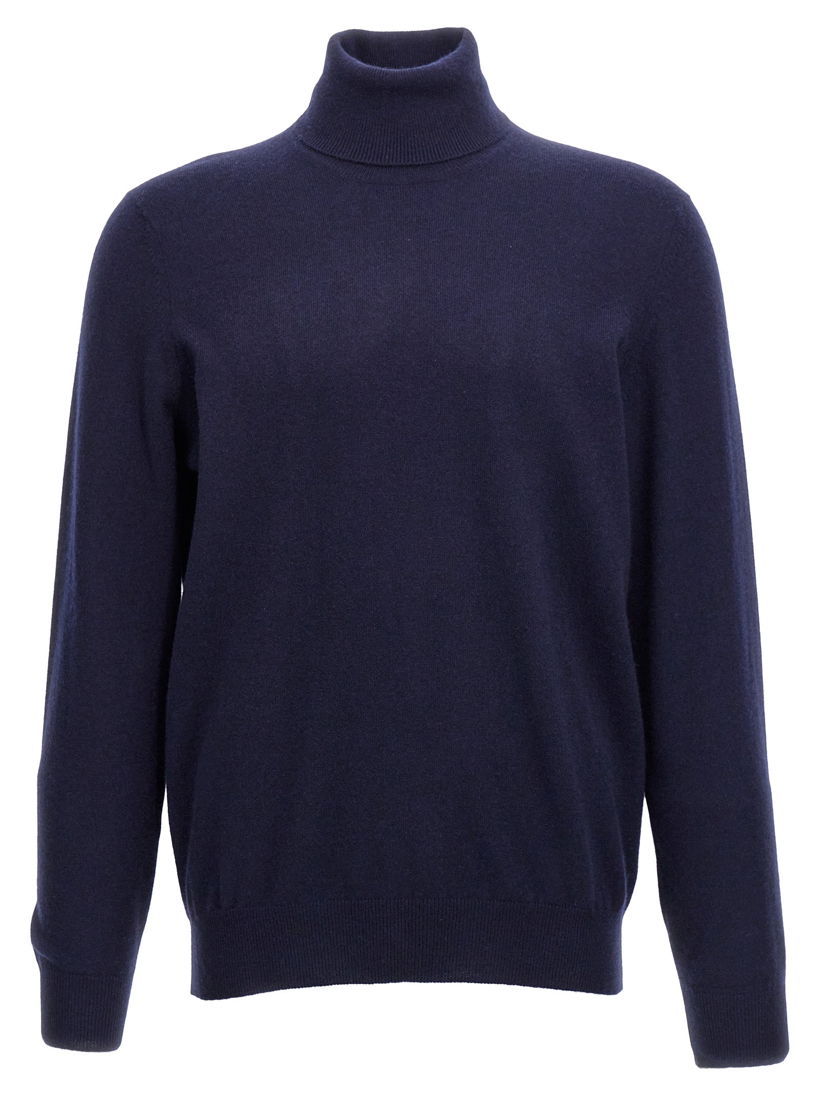 Cardigan by Brunello Cucinelli for men in cashmere blue features a nuanced silhouette with a refined turtle high-neck neckline and nuanced detailing for a sophisticated look.