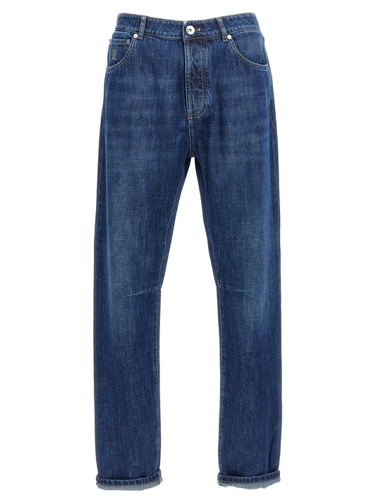 Brunello Cucinelli Men's Relaxed Fit Cotton Denim Jeans - Blue