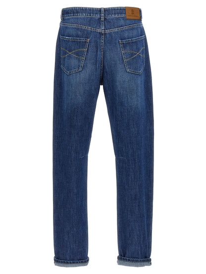 Brunello Cucinelli Men's Relaxed Fit Cotton Denim Jeans - Blue