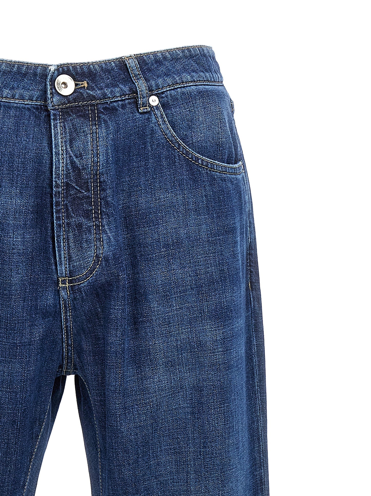 Brunello Cucinelli Men's Relaxed Fit Cotton Denim Jeans - Blue