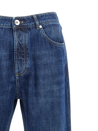 Brunello Cucinelli Men's Relaxed Fit Cotton Denim Jeans - Blue