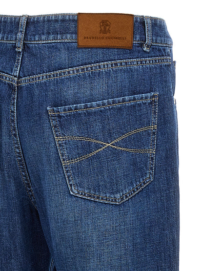 Brunello Cucinelli Men's Relaxed Fit Cotton Denim Jeans - Blue