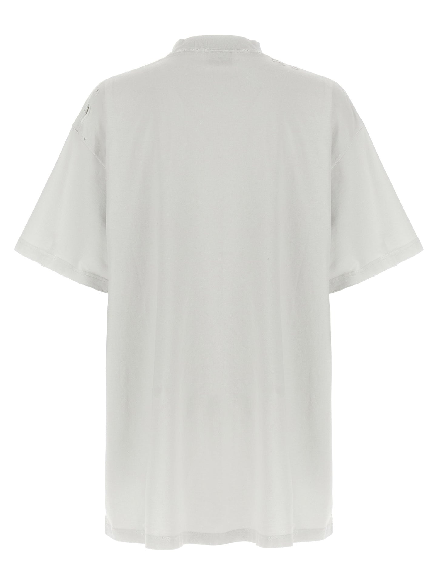 Balenciaga Women's Short-Sleeve Crew Neck Cotton T-Shirt - White Print