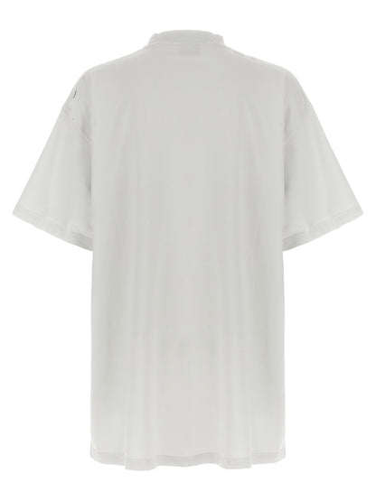 Balenciaga Women's Short-Sleeve Crew Neck Cotton T-Shirt - White Print