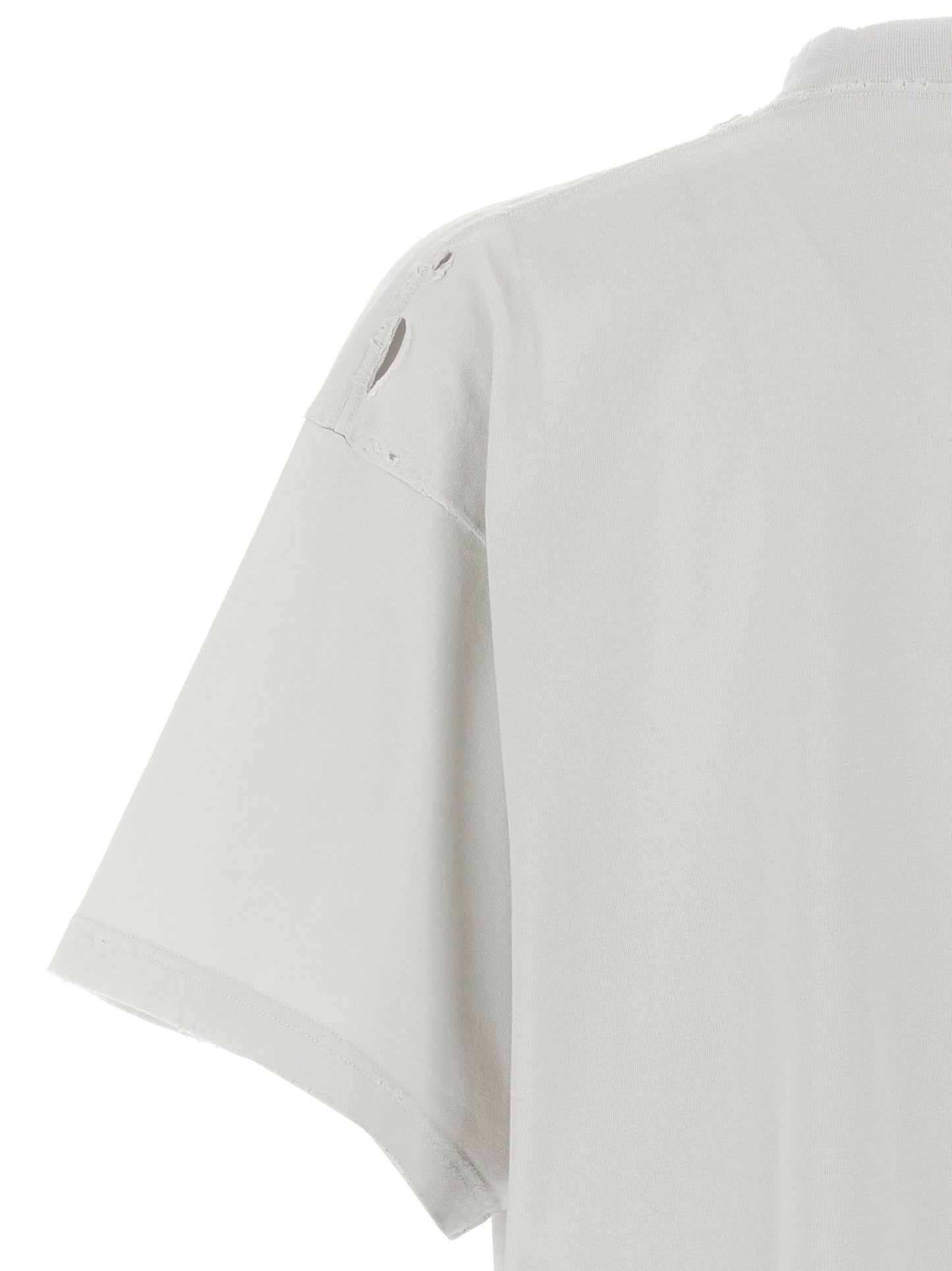 Balenciaga Women's Short-Sleeve Crew Neck Cotton T-Shirt - White Print