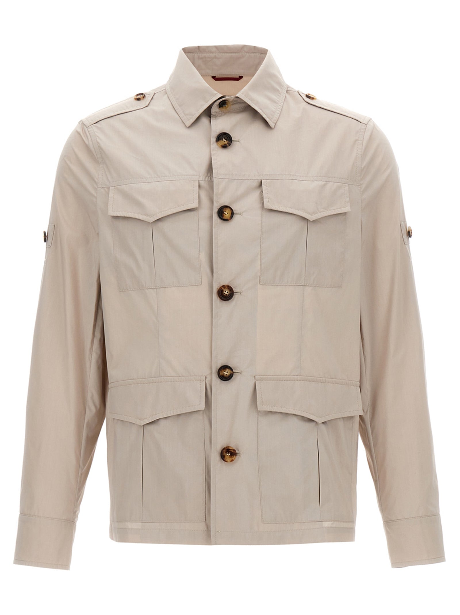 Overcoat by Brunello Cucinelli for men in polyamide cotton canvas beige features a cosy chic silhouette, artfully detailed with a sophisticated shirt-collar neckline and premium pockets for a cosy chic finish.